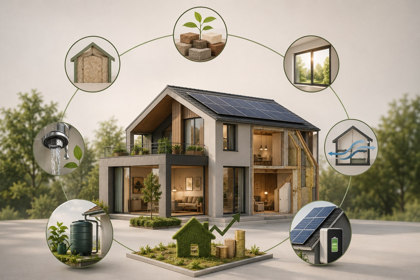 Schéma des 7 piliers d'une rénovation durable